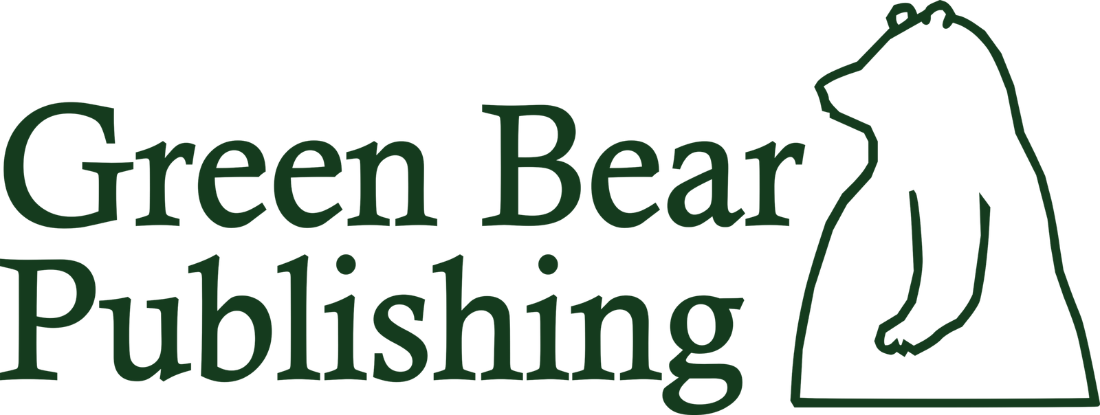 Logo of Green Bear Publishing. Name of company with green bear icon